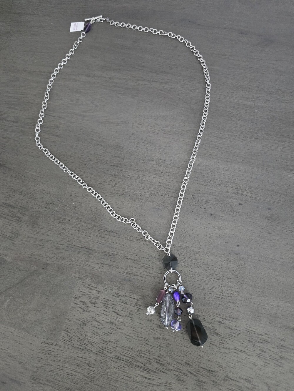 Lia Sophia Silvertone "Violet Hour" Versatile Chain Toggle Necklace